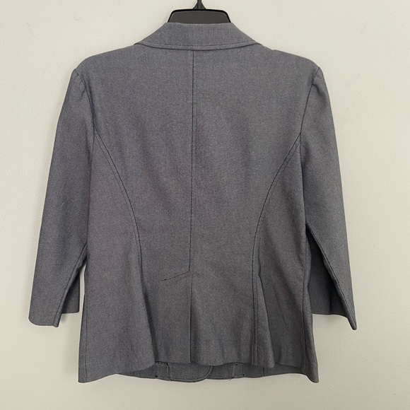Ava and Grace Blazer Blue Heather 3/4 Sleeve Cropped 3 Button Size 8 - Picture 2 of 11